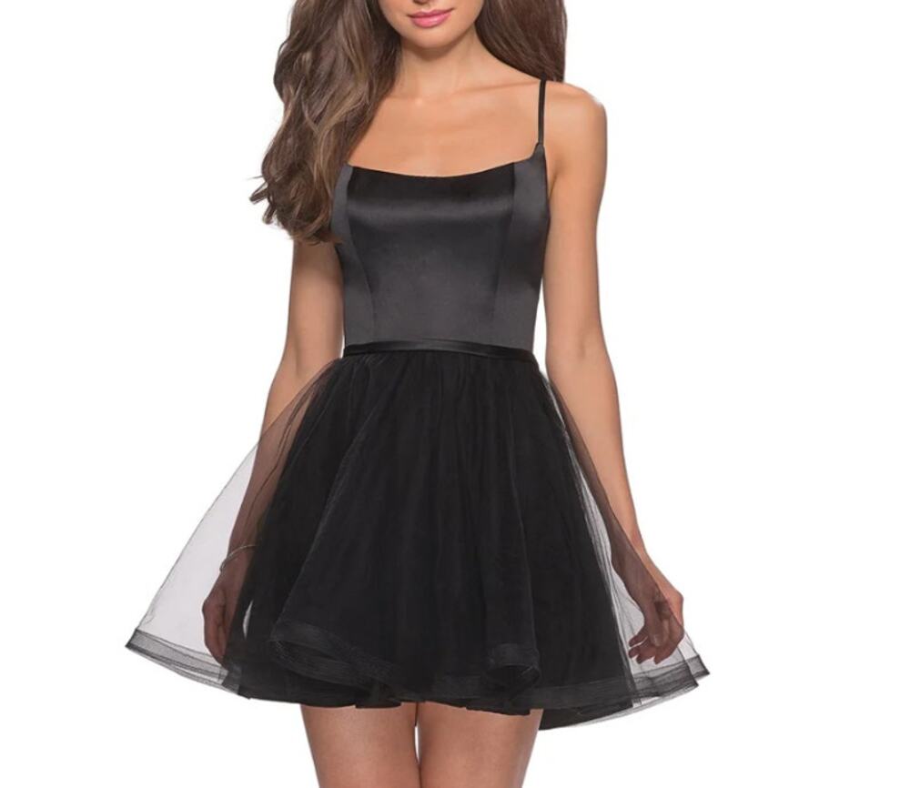 New ~ LA FEMME ~ Satin And Tulle Mini Dress Size 8 HOMECOMING